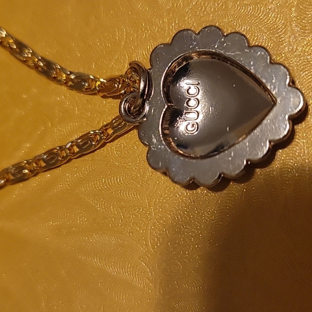 Gold Heart Pendant Necklace with Red Accents - Picture 5 of 5